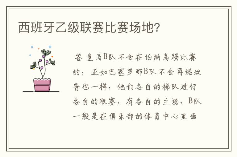西班牙乙级联赛比赛场地?