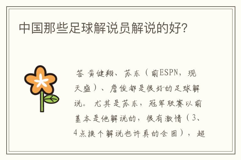 中国那些足球解说员解说的好?
