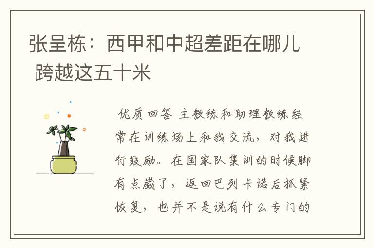 张呈栋:西甲和中超差距在哪儿 跨越这五十米