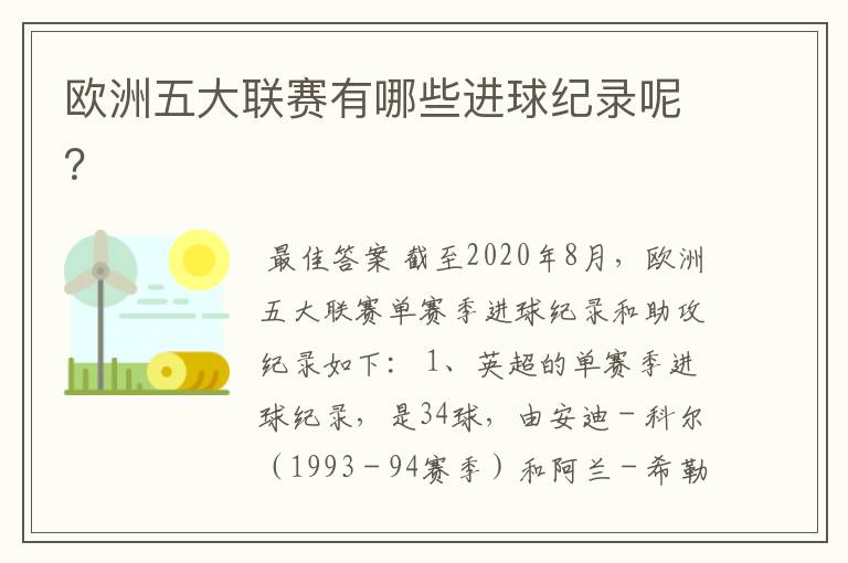 欧洲五大联赛有哪些进球纪录呢?