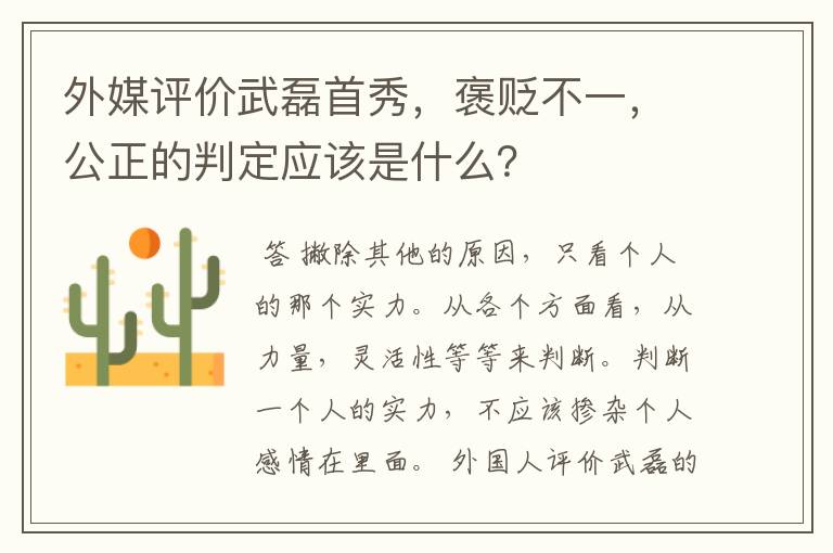 外媒评价武磊首秀,褒贬不一,公正的判定应该是什么?