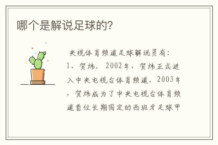 哪个是解说足球的?