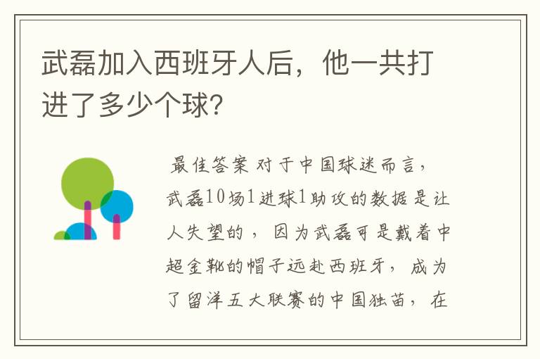 武磊加入西班牙人后,他一共打进了多少个球?
