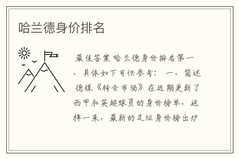 哈兰德身价排名