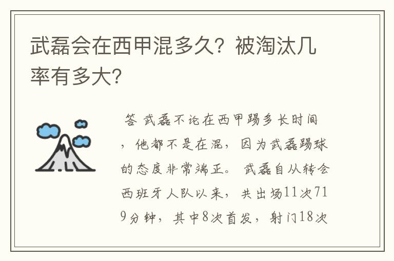 武磊会在西甲混多久?被淘汰几率有多大?