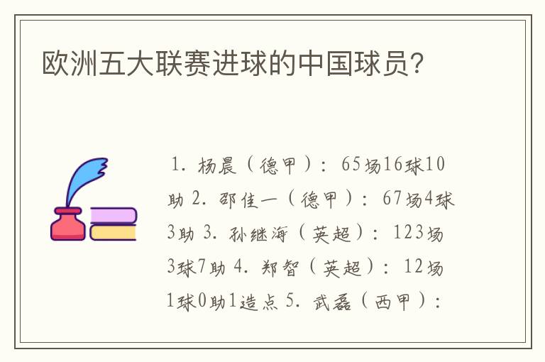 欧洲五大联赛进球的中国球员?