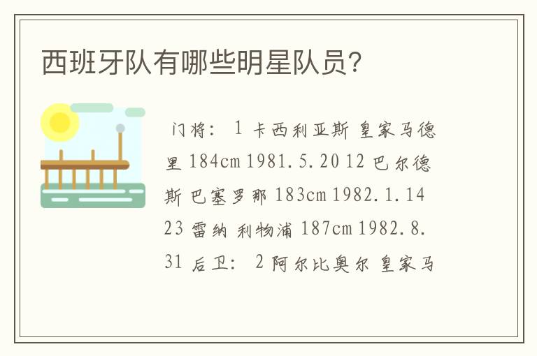 西班牙队有哪些明星队员?