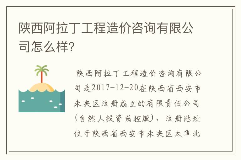 陕西阿拉丁工程造价咨询有限公司怎么样?