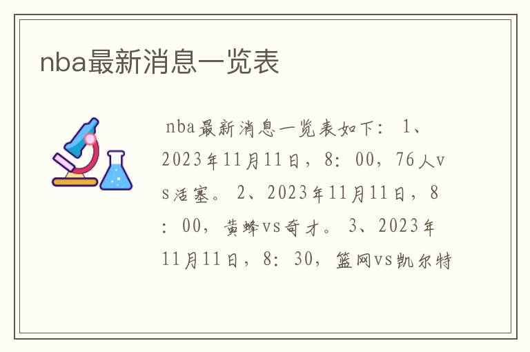 nba最新消息一览表