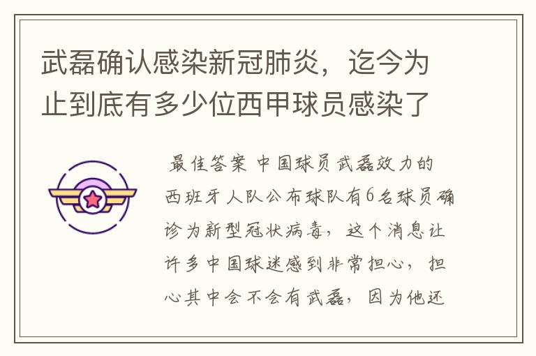 武磊确认感染新冠肺炎,迄今为止到底有多少位西甲球员感染了新冠病毒?