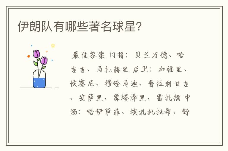 伊朗队有哪些著名球星?