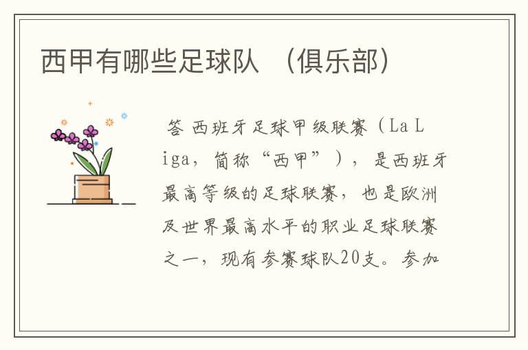 西甲有哪些足球队 (俱乐部)