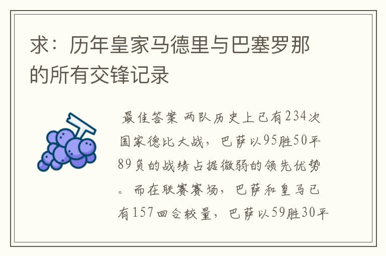求:历年皇家马德里与巴塞罗那的所有交锋记录