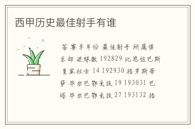 西甲历史最佳射手有谁