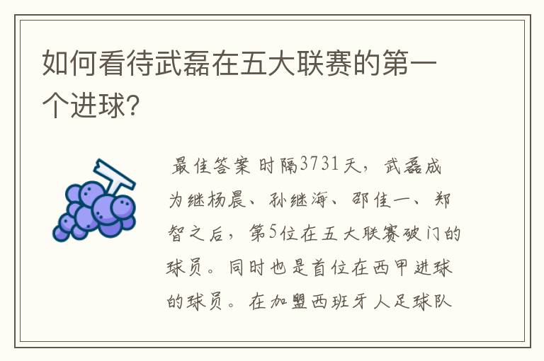 如何看待武磊在五大联赛的第一个进球?