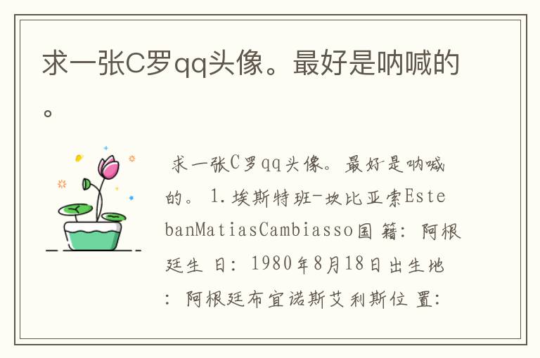 求一张C罗qq头像。最好是呐喊的。