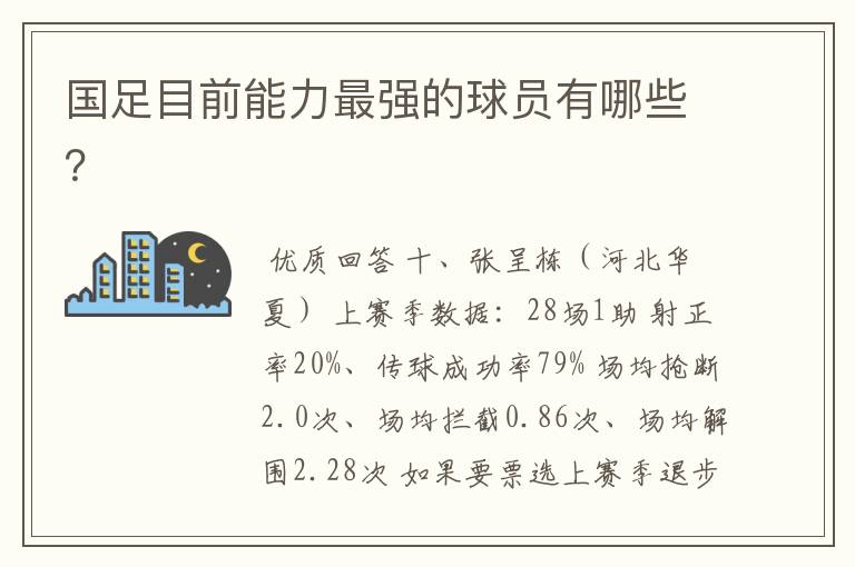 国足目前能力最强的球员有哪些?