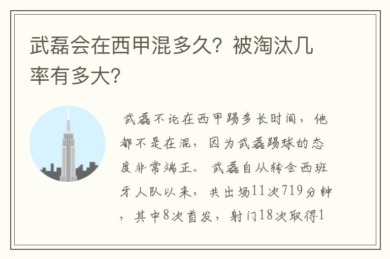 武磊会在西甲混多久?被淘汰几率有多大?