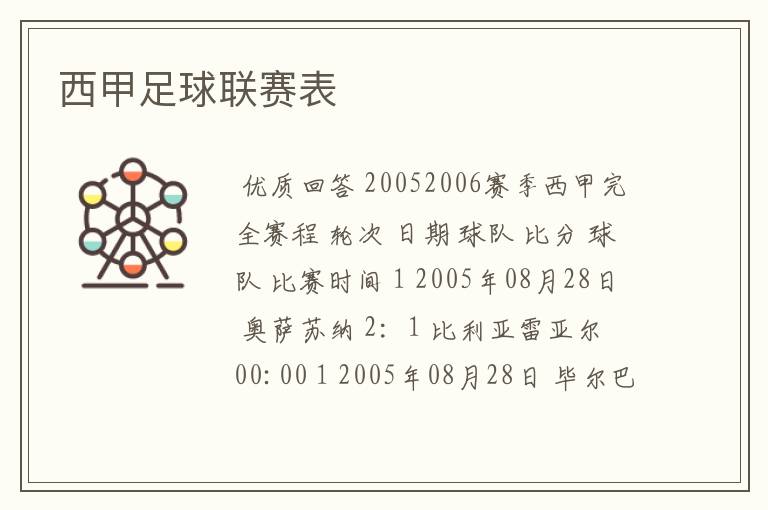 西甲足球联赛表