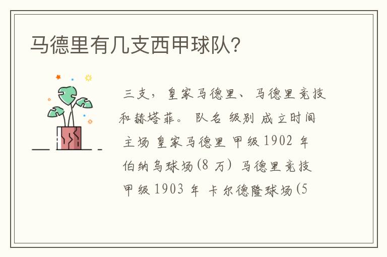 马德里有几支西甲球队?