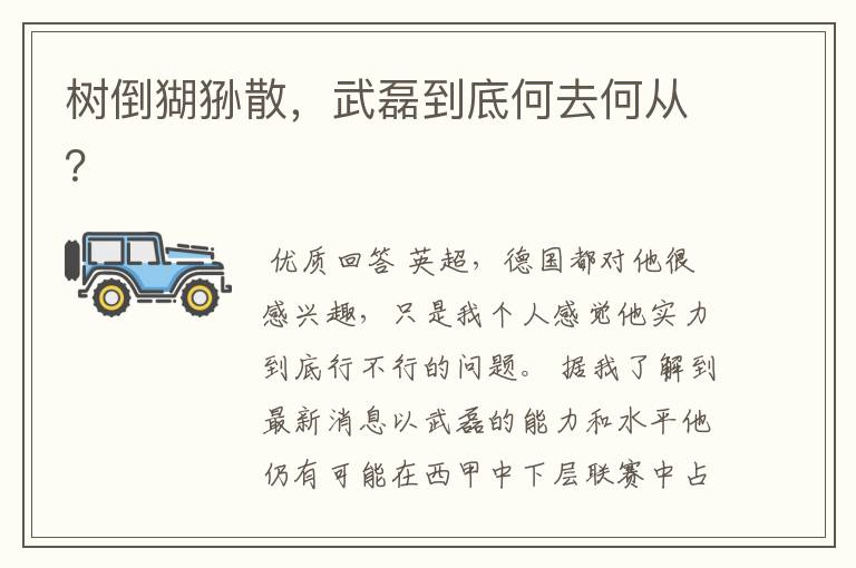 树倒猢狲散,武磊到底何去何从?