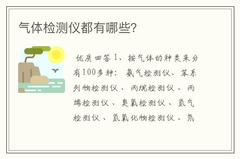 气体检测仪都有哪些?