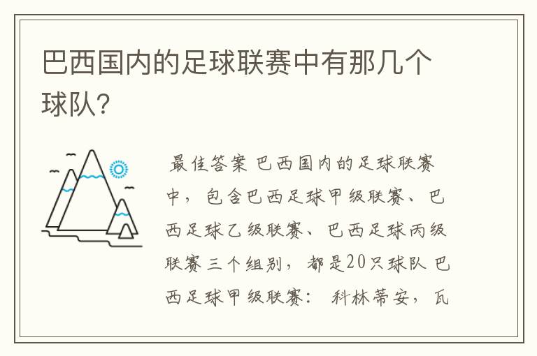 巴西国内的足球联赛中有那几个球队?