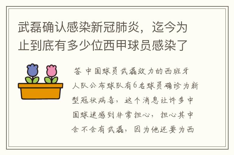 武磊确认感染新冠肺炎,迄今为止到底有多少位西甲球员感染了新冠病毒?