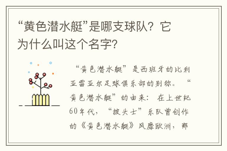 “黄色潜水艇”是哪支球队?它为什么叫这个名字?