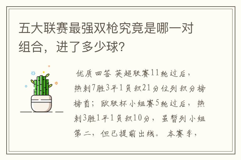 五大联赛最强双枪究竟是哪一对组合,进了多少球?