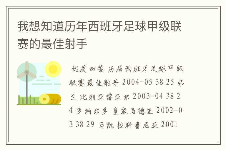 我想知道历年西班牙足球甲级联赛的最佳射手