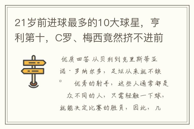 21岁前进球最多的10大球星,亨利第十,C罗、梅西竟然挤不进前五