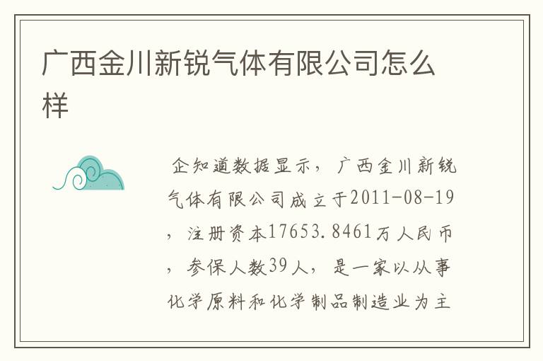 广西金川新锐气体有限公司怎么样