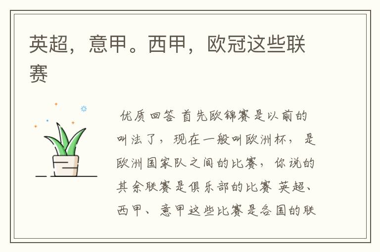 英超,意甲。西甲,欧冠这些联赛