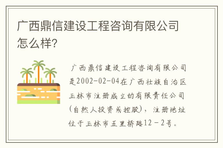 广西鼎信建设工程咨询有限公司怎么样?