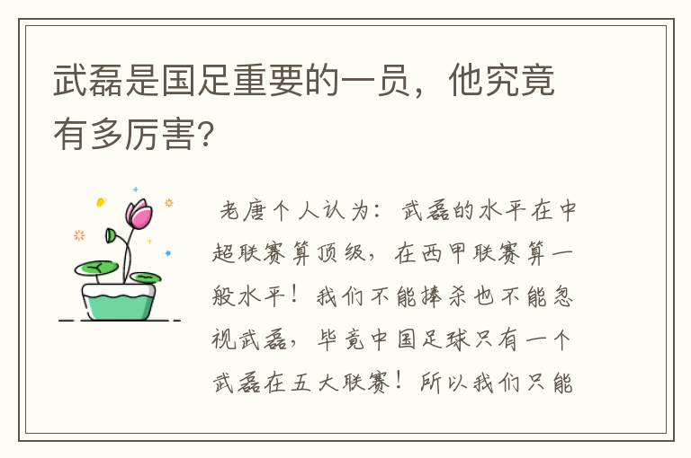 武磊是国足重要的一员,他究竟有多厉害?