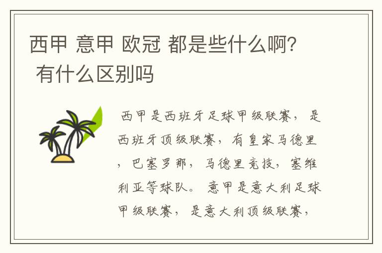 西甲 意甲 欧冠 都是些什么啊? 有什么区别吗