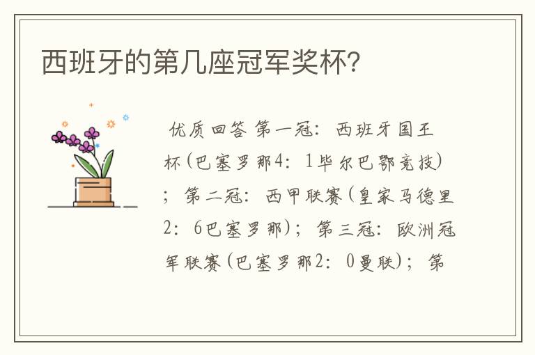 西班牙的第几座冠军奖杯?