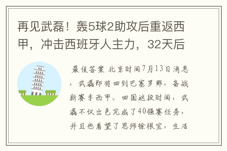再见武磊!轰5球2助攻后重返西甲,冲击西班牙人主力,32天后首秀