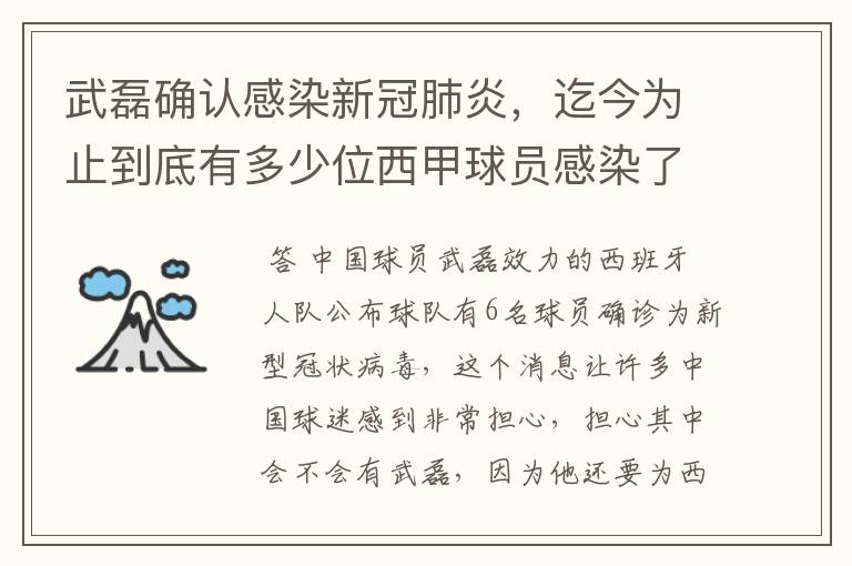 武磊确认感染新冠肺炎,迄今为止到底有多少位西甲球员感染了新冠病毒?