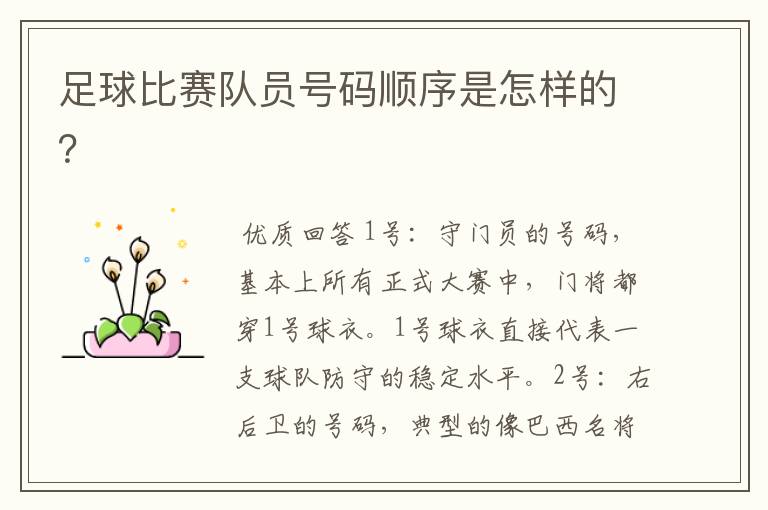 足球比赛队员号码顺序是怎样的?