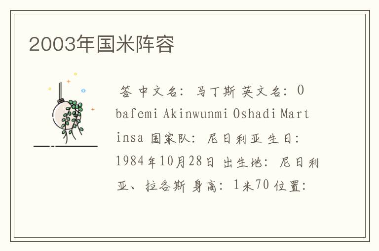 2003年国米阵容