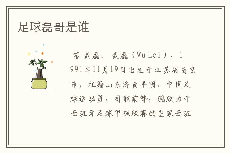 足球磊哥是谁