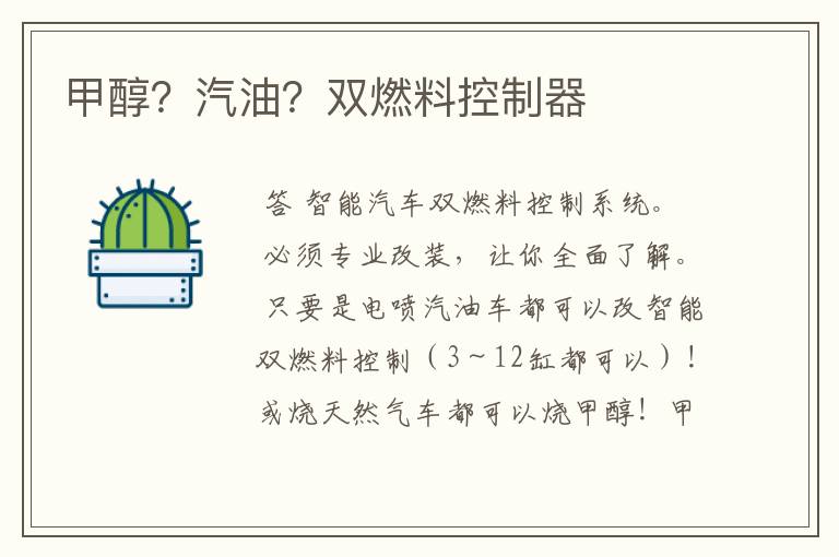 甲醇?汽油?双燃料控制器