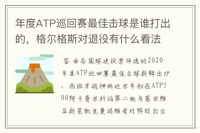 年度ATP巡回赛最佳击球是谁打出的,格尔格斯对退役有什么看法?