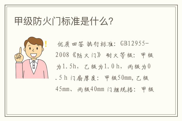 甲级防火门标准是什么?
