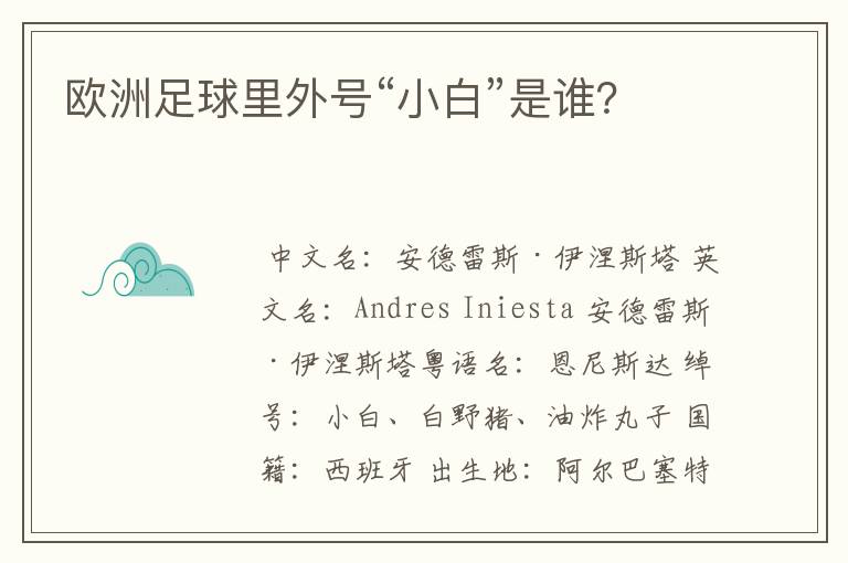 欧洲足球里外号“小白”是谁?