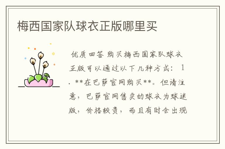 梅西国家队球衣正版哪里买