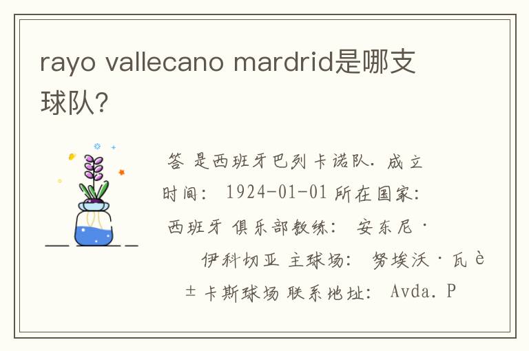 rayo vallecano mardrid是哪支球队?