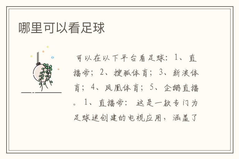 哪里可以看足球